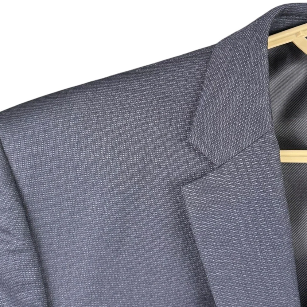 Pronto‎ Uomo Mens 44 Short Navy Blue 100% Wool 2 Button Blazer Suit Jacket